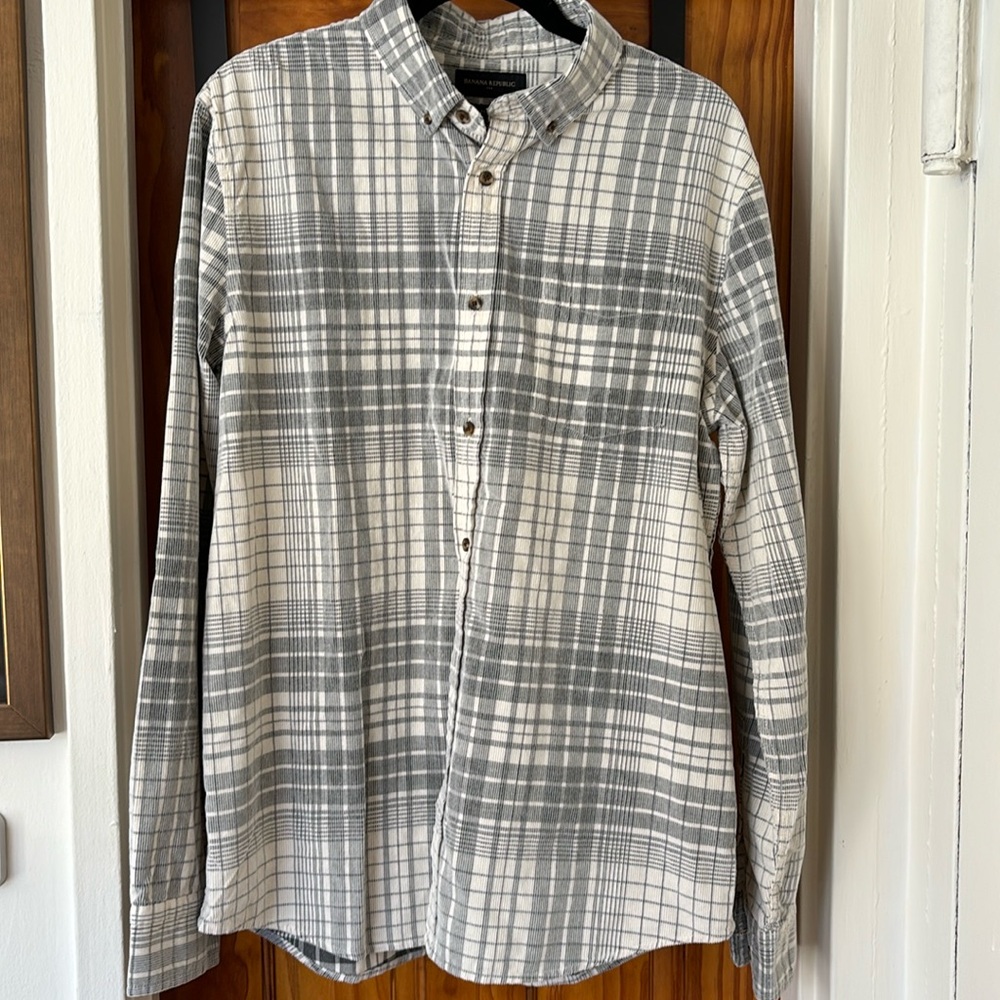 NWT Banana Republic Slim Fit Corduroy Plaid Shirt